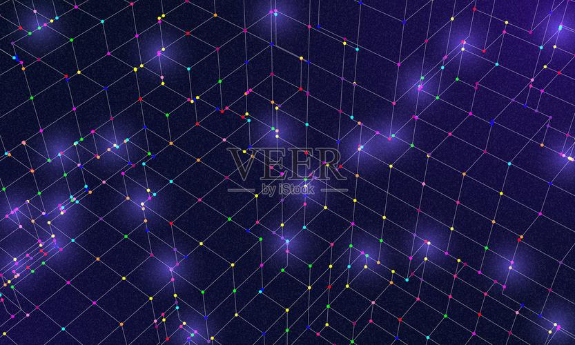 大数据3d立方体量子计算机服务器概念背景.3d区块链立方体概念